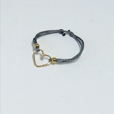 Bague cordon coeur gris