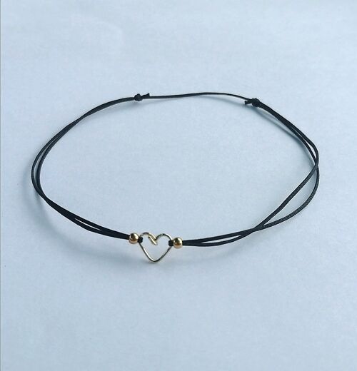 Bracelet cordon coeur noir