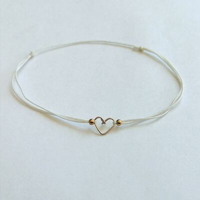 Pulsera cordón corazón blanco