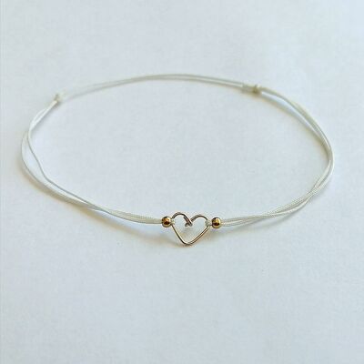 White heart cord bracelet