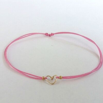 Pink heart cord bracelet