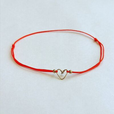 Orange heart cord bracelet