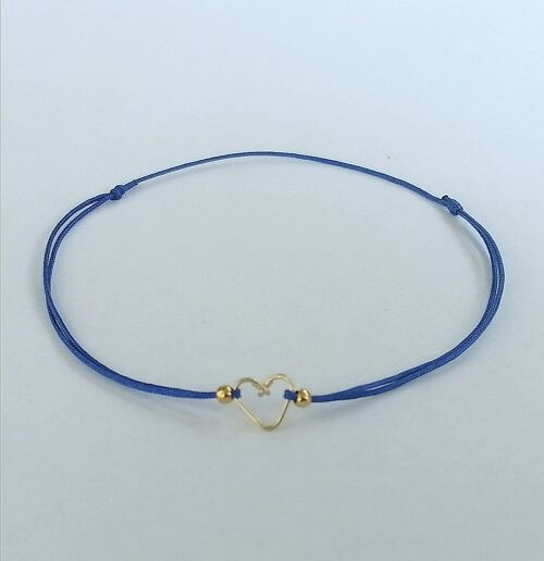 Bracelet cordon coeur bleu