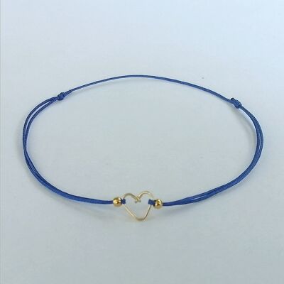 Bracelet cordon coeur bleu