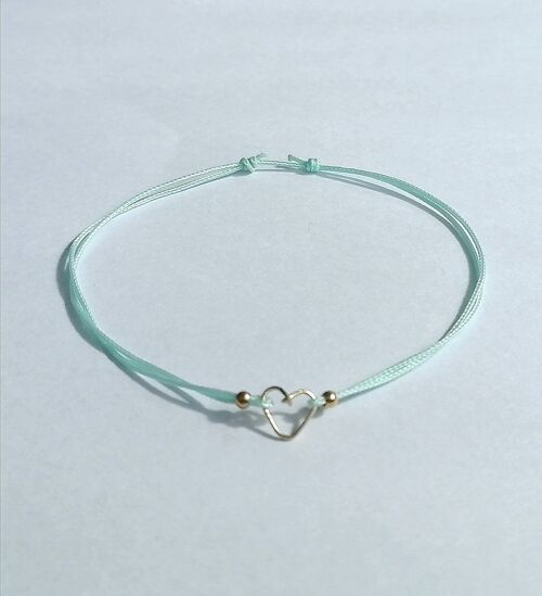 Bracelet cordon coeur turquoise