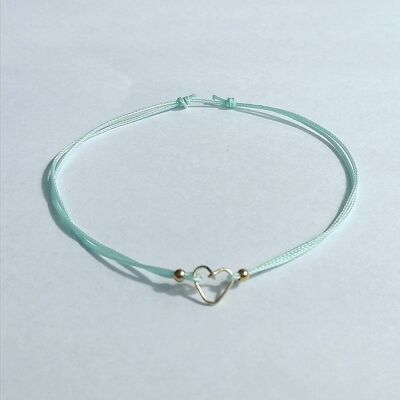 Bracelet cordon coeur turquoise