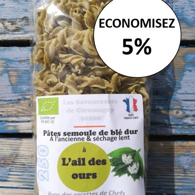 Wild garlic organic pasta (durum wheat semolina). Economy format by 6