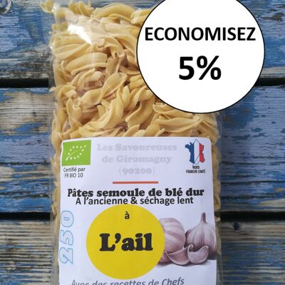 Organic garlic pasta (durum wheat semolina) economical size by 6