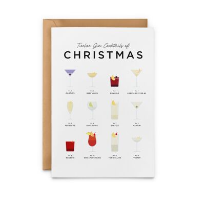 Twelve Gin Cocktails Of Christmas Card