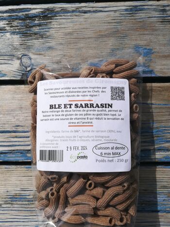 Pâtes bio farine de sarrasin (30%) et blé. Format économique par 6 2