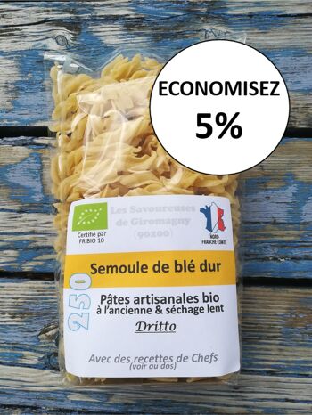 Pâtes bio semoule de blé dur. Format économique par 6 1