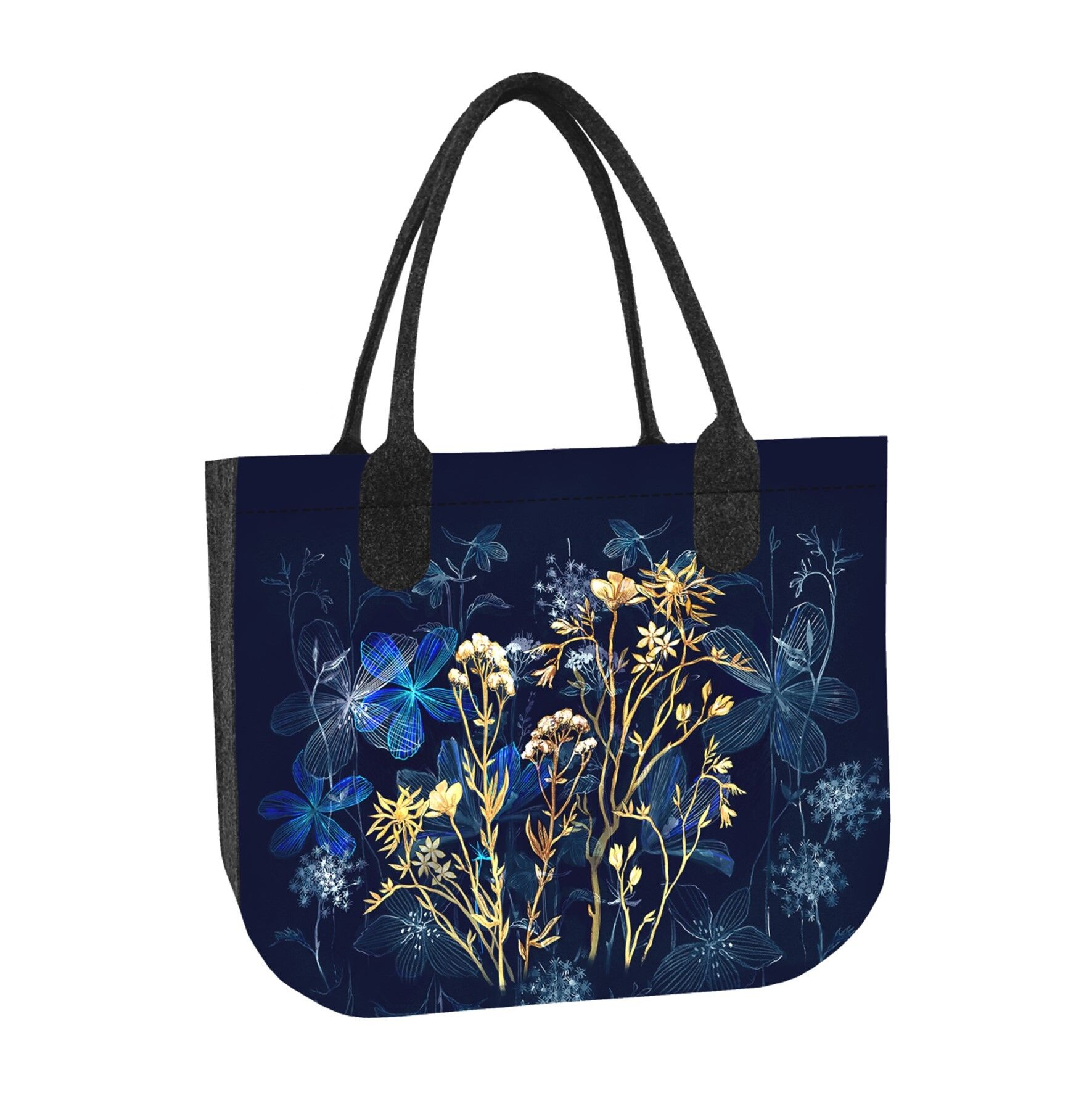 Bolso de hombro Midnight Lady XL de fieltro color antracita Línea Bertoni