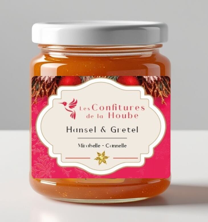 Confiture Hansel et Gretel NOEL (confiture extra Mirabelle de Lorraine Cannelle) 220gr