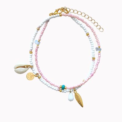 Bracelet de Cheville Coquillage Rose