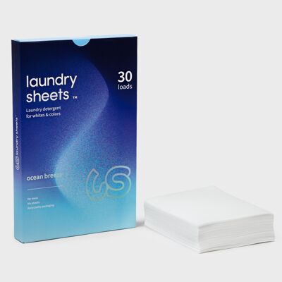 Sábanas para lavandería - Sábanas para detergente para ropa Ocean Breeze (30 cargas/lavados)