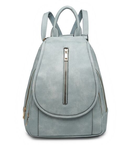 2 Compartments School Backpack Fashion Travel Casual Daypack Backpack Water-Proof PU Leather Rucksack for Travel/Business/College -A36773m light blue
