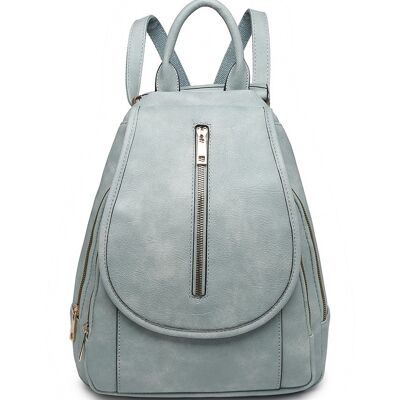2 Compartments School Backpack Fashion Travel Casual Daypack Backpack Water-Proof PU Leather Rucksack for Travel/Business/College -A36773m light blue