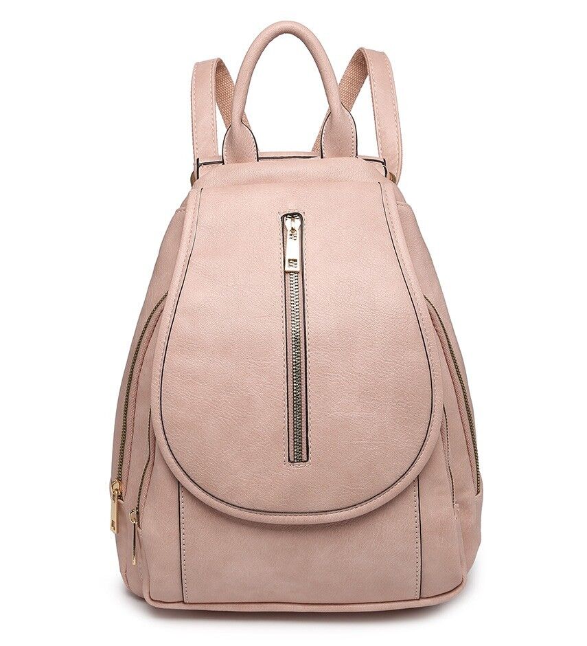 Zaino da scuola a 2 scomparti Zaino da viaggio casual Zaino da viaggio in pelle PU impermeabile per viaggi/affari/università -A36773m rosa