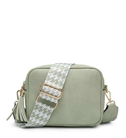 Wide strap . 2 Compartments bag, Ladies Cross Body Bag ,Shoulder bag , Adjustable Wide Strap,ZQ-123-4 green