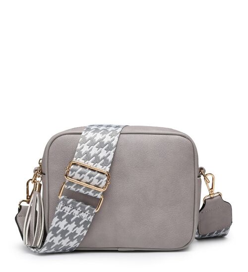Wide strap . 2 Compartments bag, Ladies Cross Body Bag ,Shoulder bag , Adjustable Wide Strap,ZQ-123-4 grey