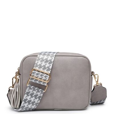 Tirante ancho. Bolso de 2 compartimentos, bolso cruzado para mujer, bolso de hombro, correa ancha ajustable, ZQ-123-4 gris