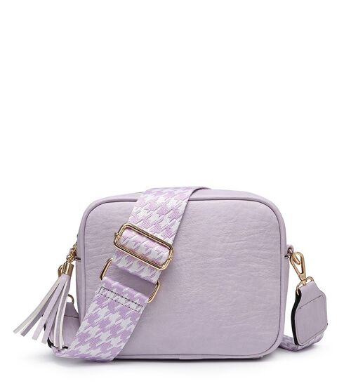 Wide strap . 2 Compartments bag, Ladies Cross Body Bag ,Shoulder bag , Adjustable Wide Strap,ZQ-123-4 light purple