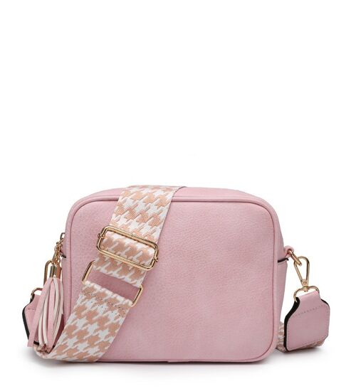 Wide strap . 2 Compartments bag, Ladies Cross Body Bag ,Shoulder bag , Adjustable Wide Strap,ZQ-123-4 pink