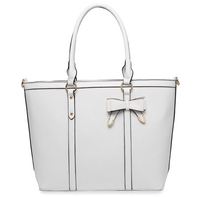 Borsa tote scuola grande 2 manici Borsa a tracolla Shopper ben organizzata con tracolla lunga per college/scuola/viaggi/affari- Z-9932 bianco