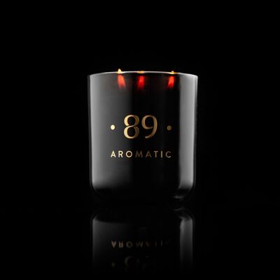 Palm Wax Candle in Luxury Black Glass Jar