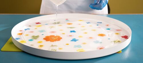 Floral resin table (white version)