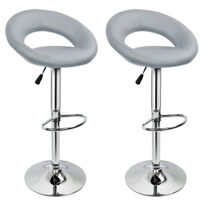 Toplo Crescent Bar Office Stool Leather Grey
