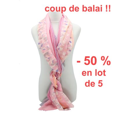 Ontario feather pattern pink wool stole (by 5)