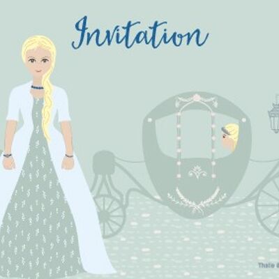 Princesse 8 cartes invitations et enveloppes