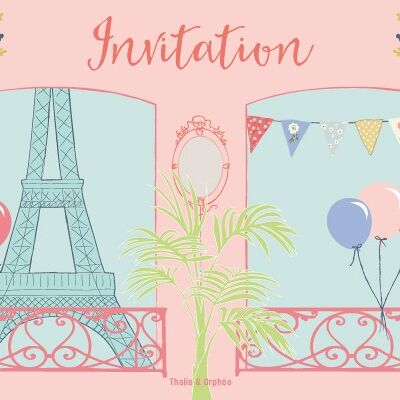 Paris 8 cartes invitations et enveloppes