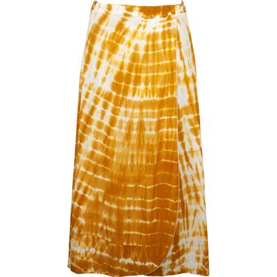 Mid-length ecru and gold wrap skirt