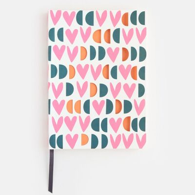 Multi Geo Hearts Cut Out Softback Notebook