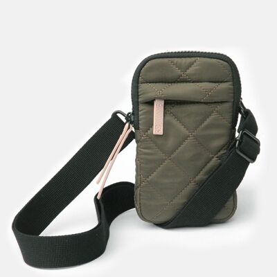Khaki Quilted Phone Bag