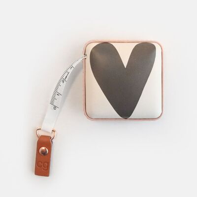 Charcoal Hearts Square Tape Measure 1.5m (boxed)