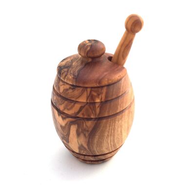 Mini honey pot with honey dipper handmade from olive wood