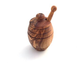 Mini pot à miel avec louche à miel fait à la main en bois d'olivier 2