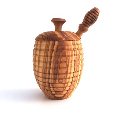 Honey pot with honey dipper Honey box handmade olive wood