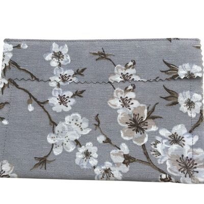 Soap pouch in waterproof fabric - GRAY FLORAL - Girls in green - MADE IN FRANCE 🇫🇷