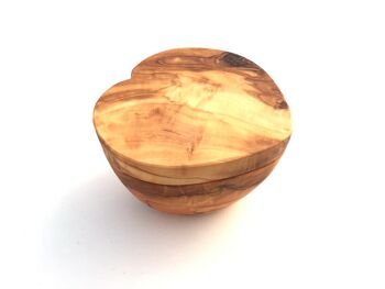 Boîte en forme de cœur avec système de fermeture magnétique en bois d'olivier 1