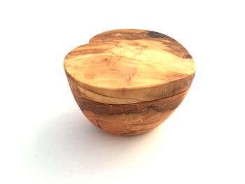 Boîte en forme de cœur avec système de fermeture magnétique en bois d'olivier 3
