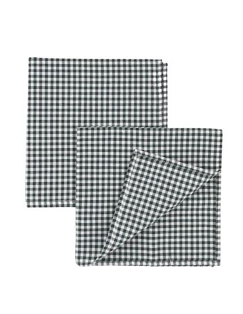 Lot de 2 petites serviettes carrées Vichy Noir
