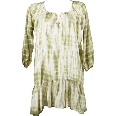 Khaki tie dye pattern tunic dress