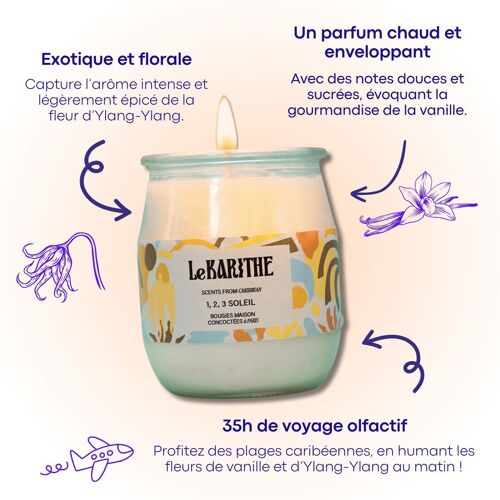 Bougie parfumée à la cire de soja 1,2,3 Soleil – Voyage aux Caraïbes