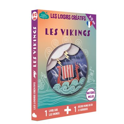Caja de fabricación de decoración vikinga para niños + 1 libro - kit de bricolaje/actividad infantil en francés