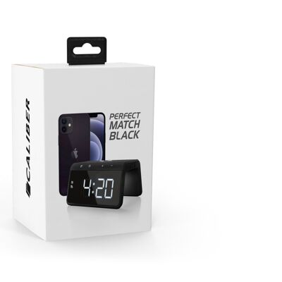 Reloj despertador Caliber con carga inalámbrica, USB y pantalla grande - Negro (HCG019QI-BA)