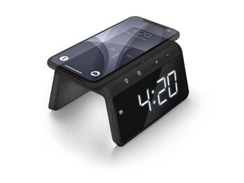 Réveil Calibre avec chargement sans fil, USB et grand écran - Noir (HCG019QI-BA) 5